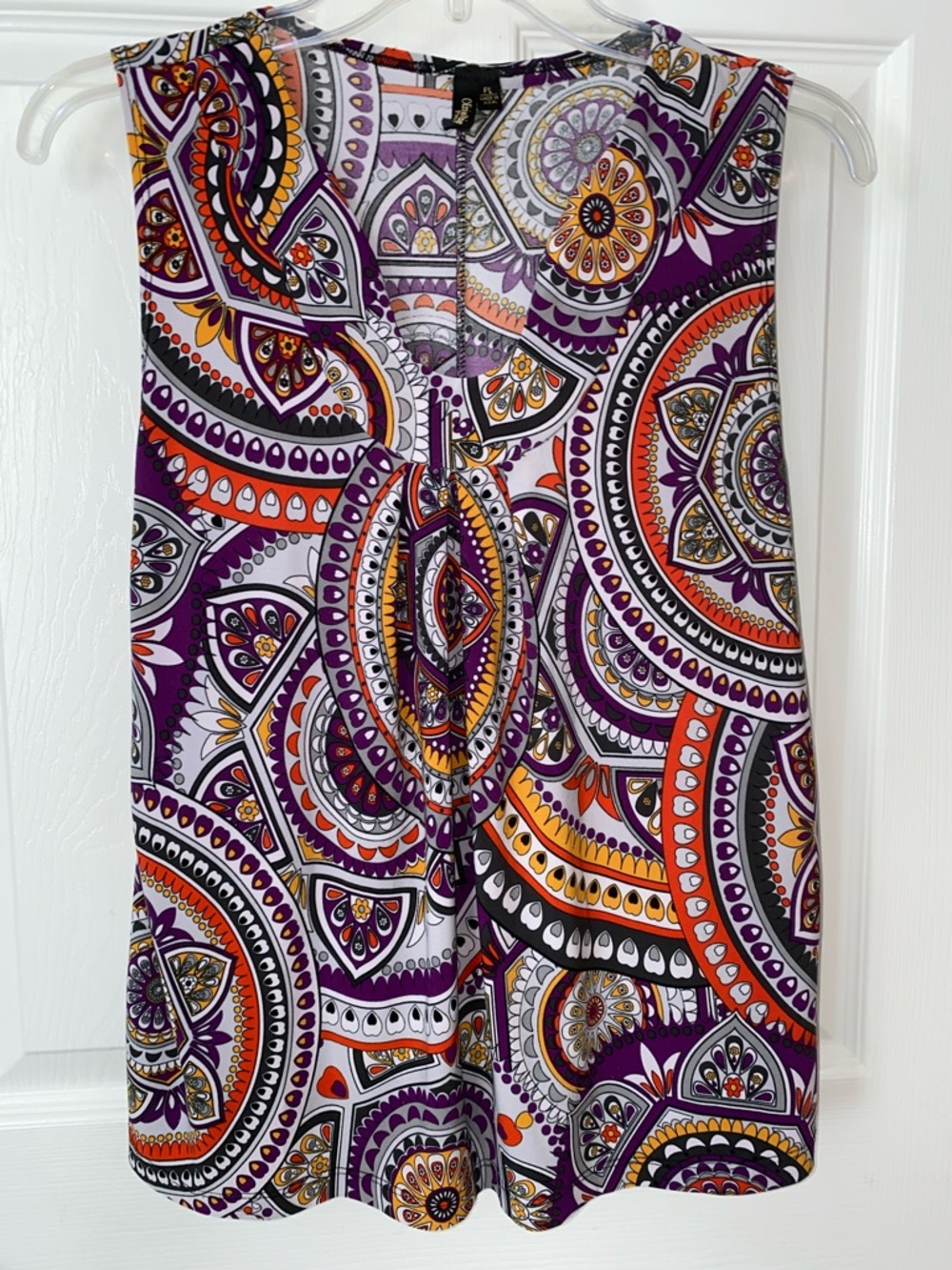Sleeveless A-Line Top in Purple Multi Paisley Print
